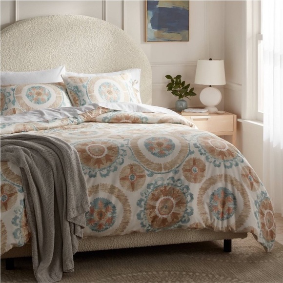 Other - Full/Queen Suzani Print Duvet Cover and Sham Set Ivory/Light Teal Blue Threshold